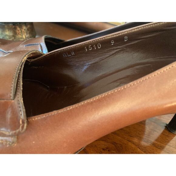 Ralph Lauren Brown Leather Almond Pointed Toe Loafers Vintage ~ Sz 9 ~ So CBK! - Picture 8 of 10